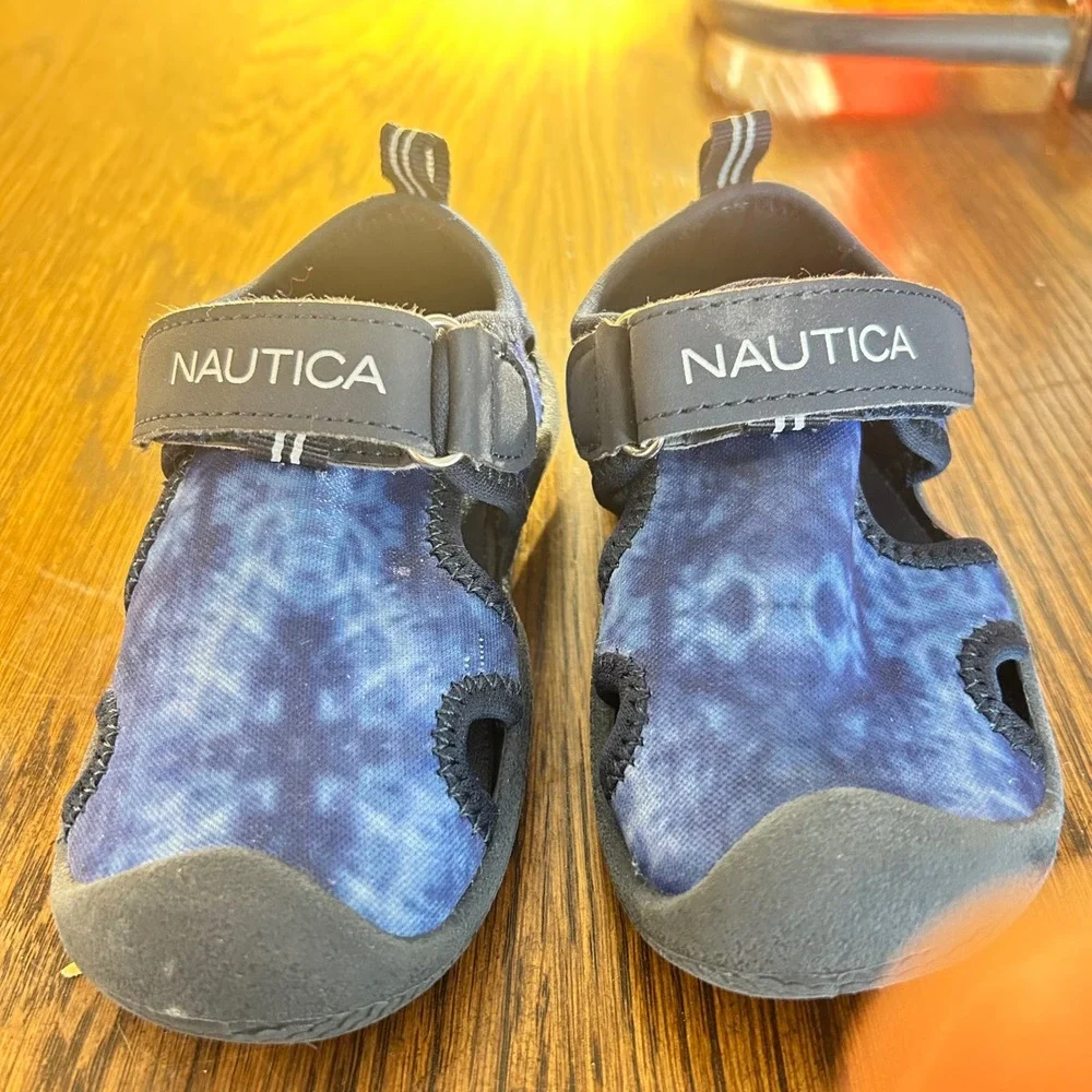 Nautica Kids Blue‎ Tie Dye Water Sandals Hook Loop Closure Size 7 Toddler